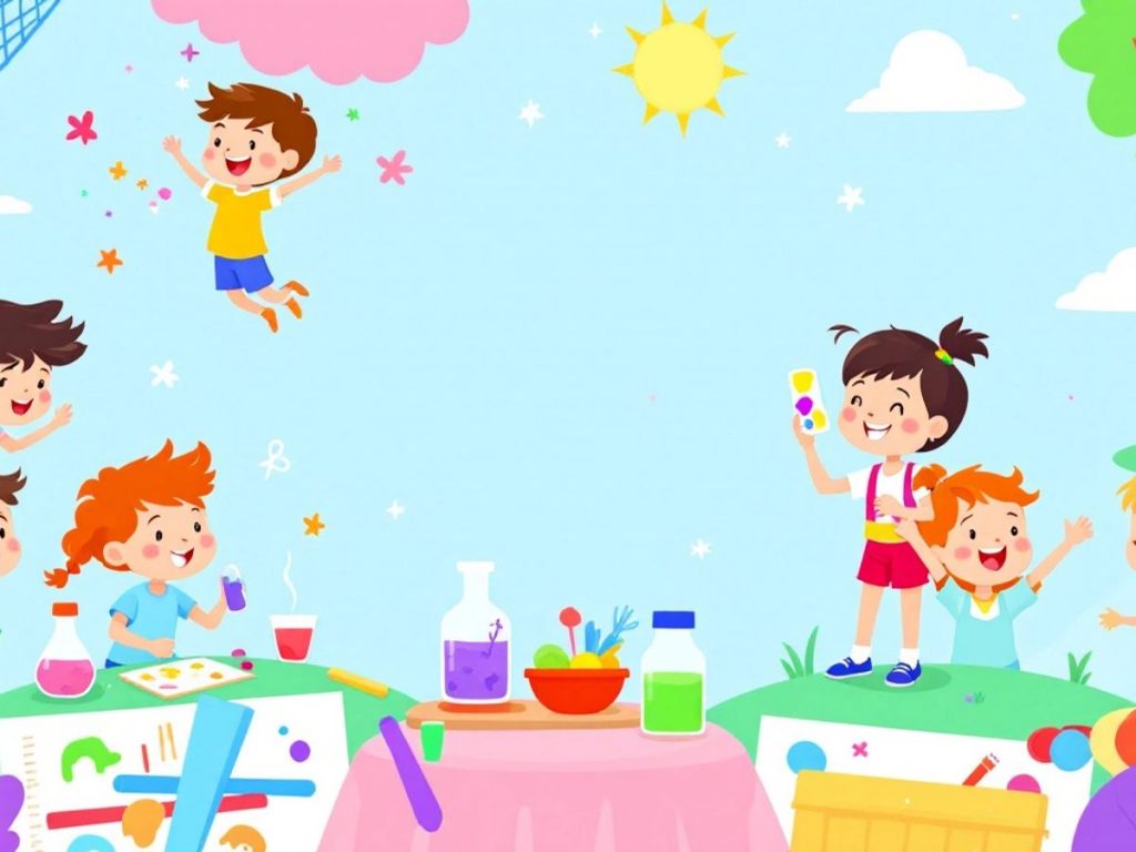 Copii implicati in activitati educative creative.