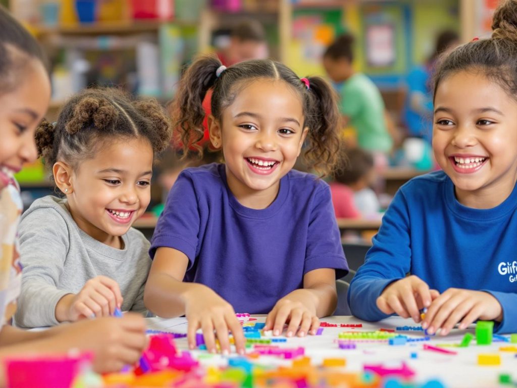 Copii supradotați participând la activități educative.