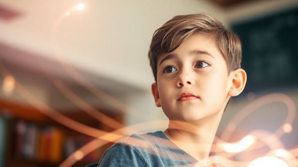 Elev gândind rapid în fața programei școlare.